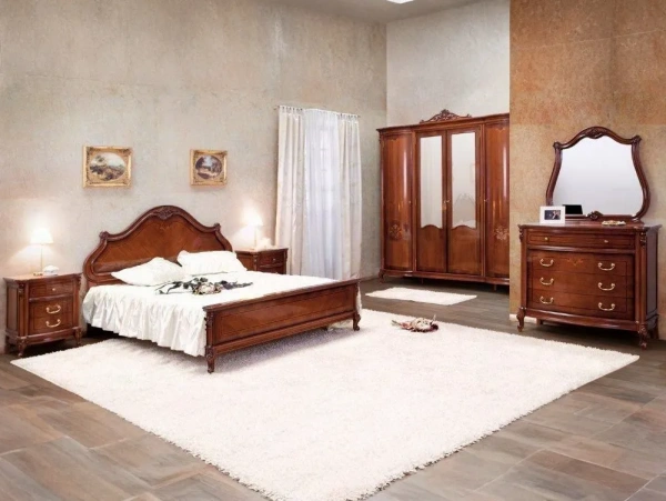 Кровать с фигурным изголовьем 180 "Фирензе" Орех 861  купить в интернет магазине Мебель из массива. Звоните +7 495 961-63-63 Кровати из массива дерева