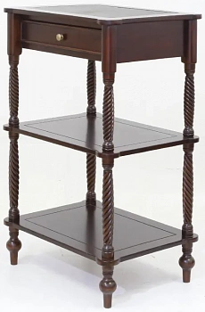 Этажерка с кожаной вставкой MSU.109 Green bwn51 купить в интернет магазине Мебель из массива. Звоните +7 495 961-63-63 Этажерки деревянные из Индонезии